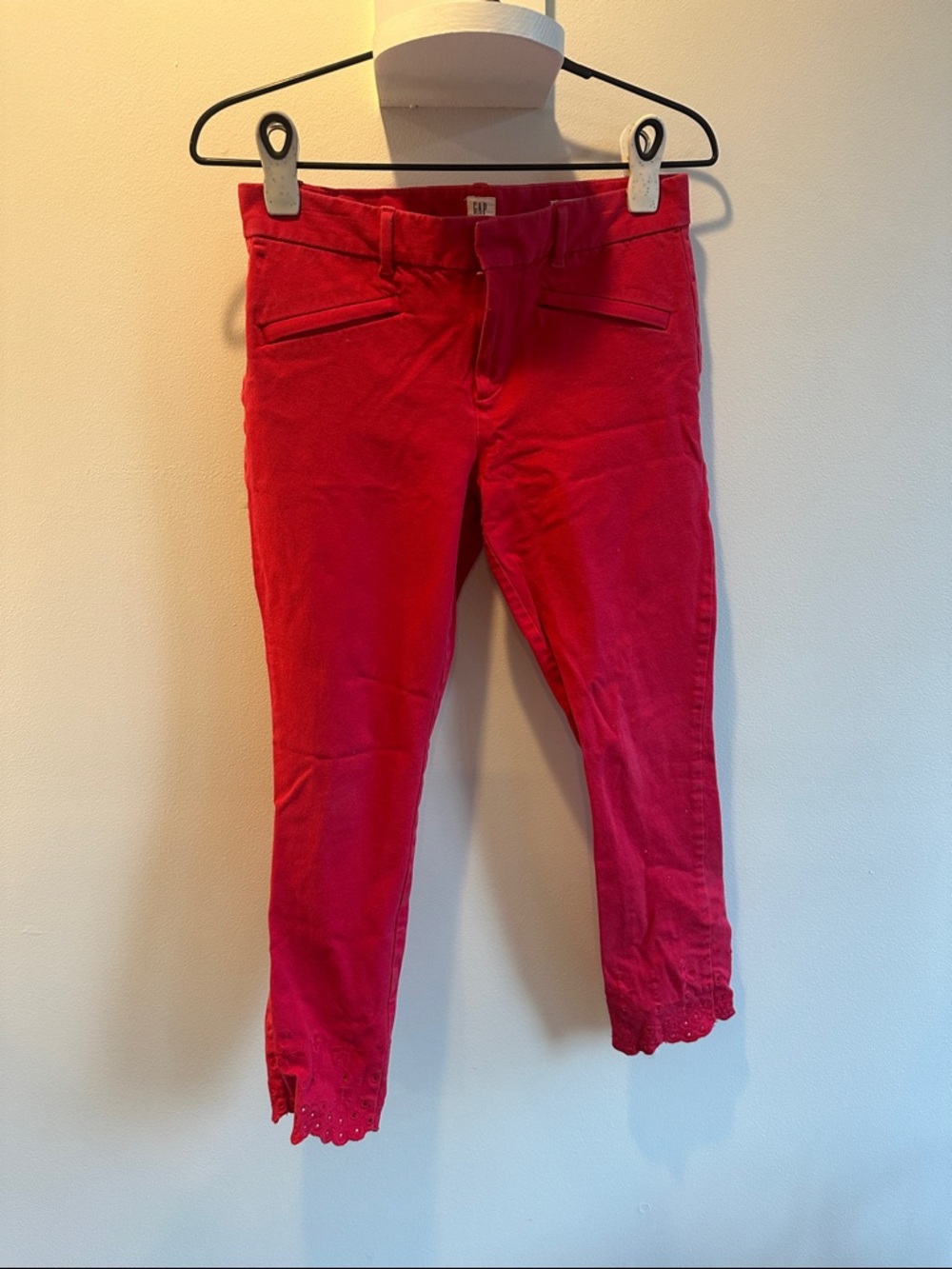 GAP Red Skinny Ankle Eyelet Pants